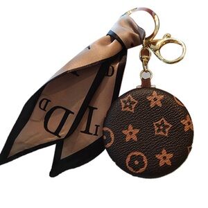 Brown Monogram Keychain with Scarf
